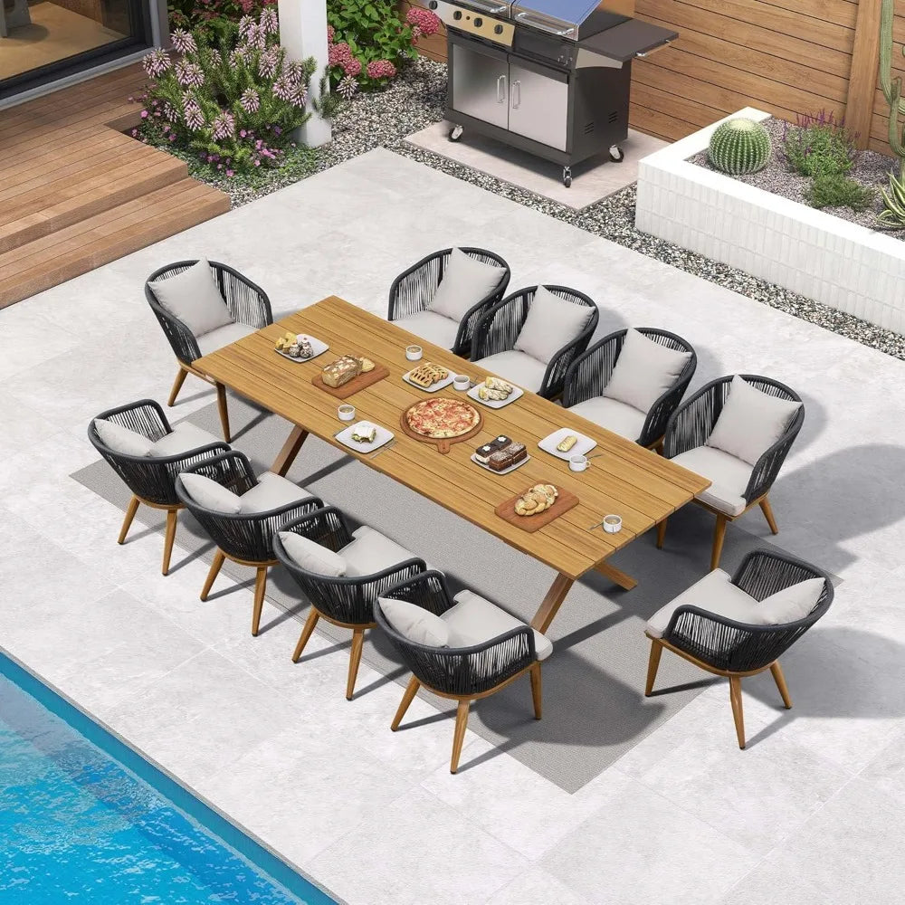DAFIFY 11 Piece Patio Dining Set Wicker Outdoor Furniture