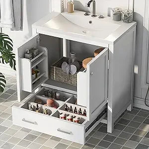 RBXC Modern Bathroom Vanity With Sink Wood Cabinet Doors
