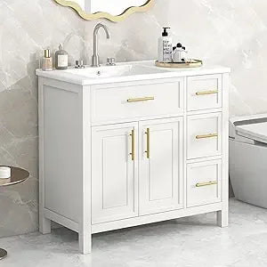 RBXC Modern Bathroom Vanity With Sink Wood Cabinet Doors