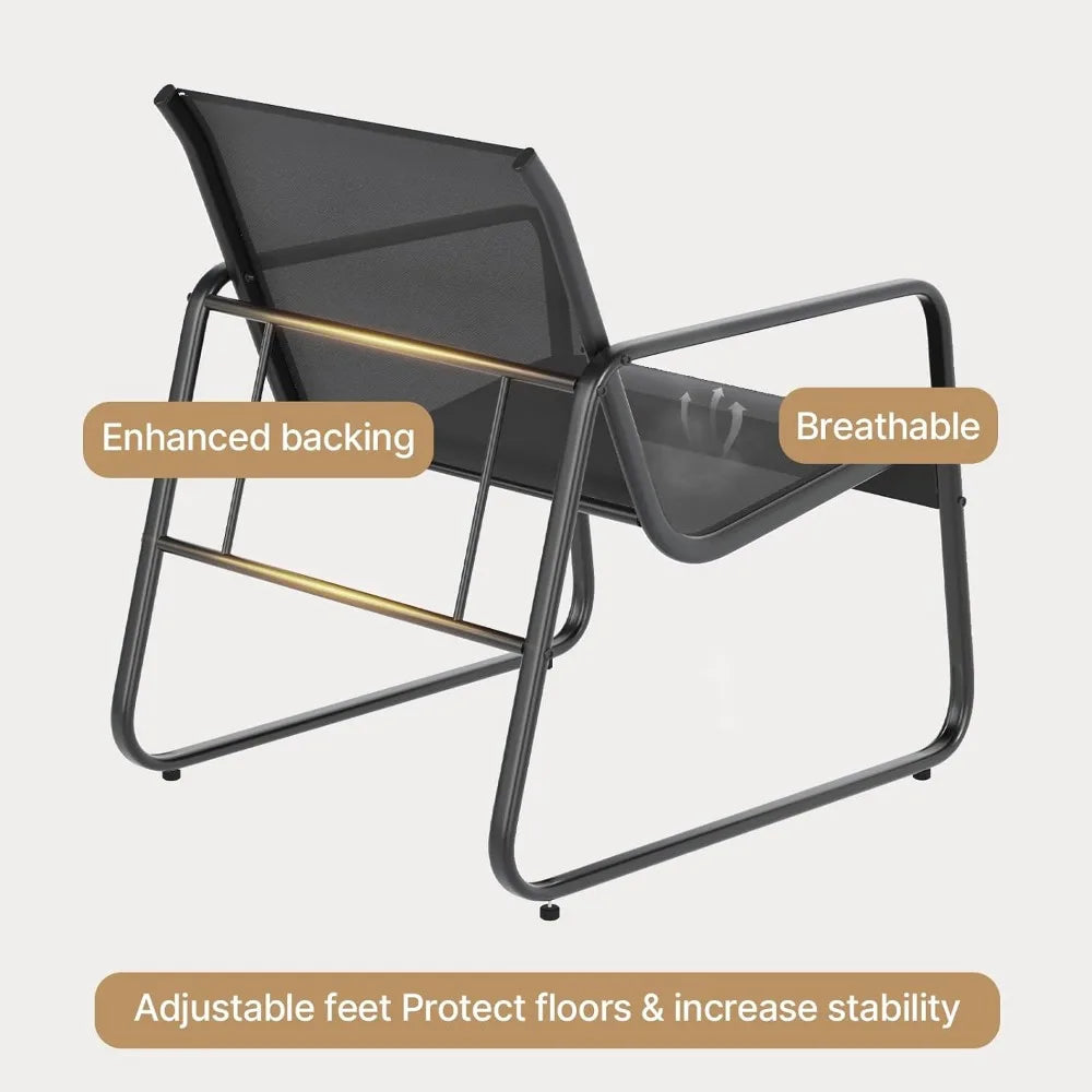 Outdoor Patio Chairs Set Of 2 With Glass Table Metal Frame