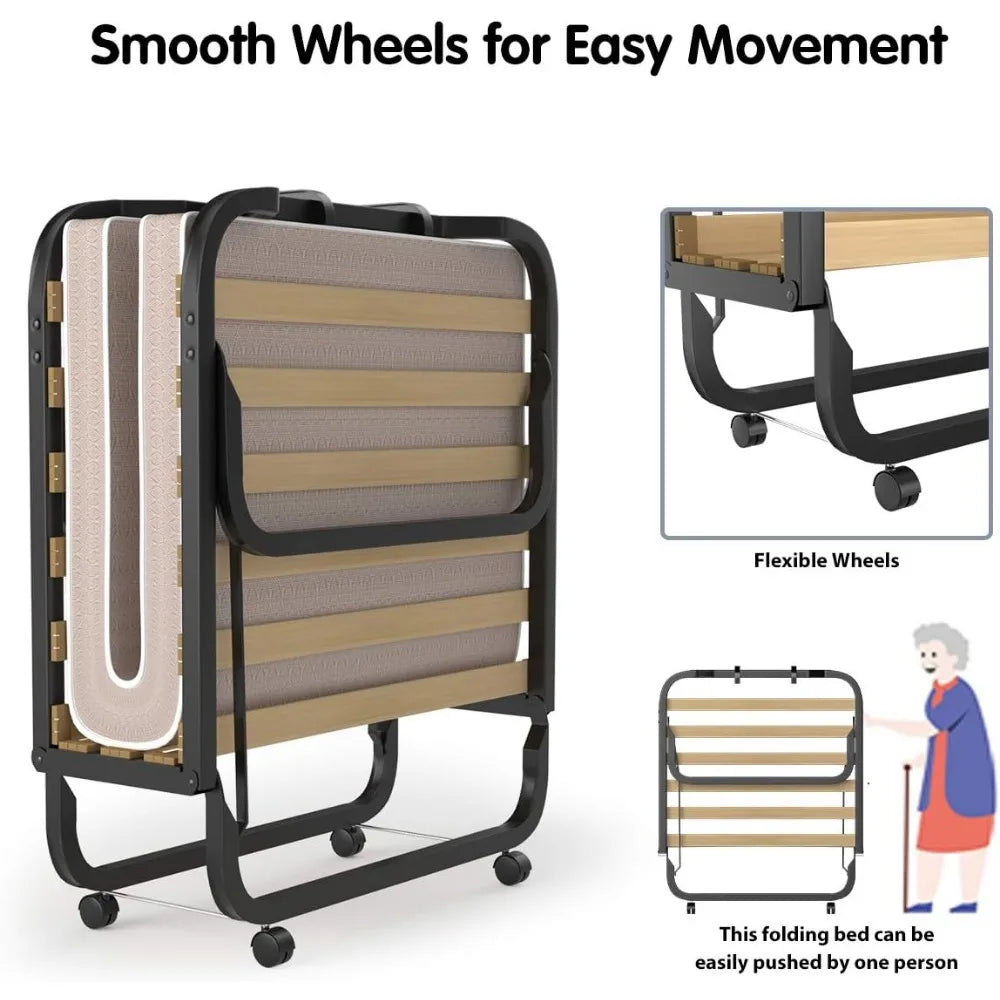 DAFIFY Foldable Rollaway Bed With Memory Foam Mattress