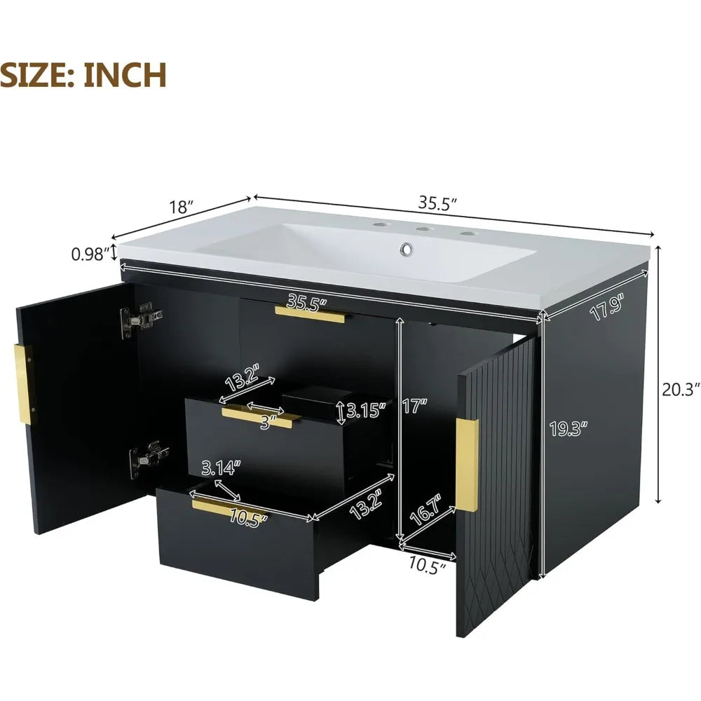 RBXC Wall Mounted Bathroom Vanity With Sink And Storage