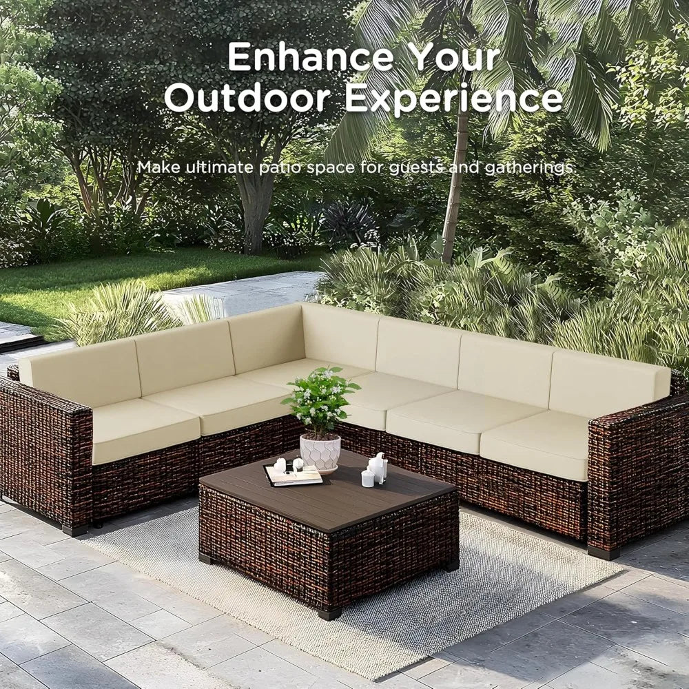 Outdoor Patio Cushion Set 6 Seat 14 Piece High Density Foam