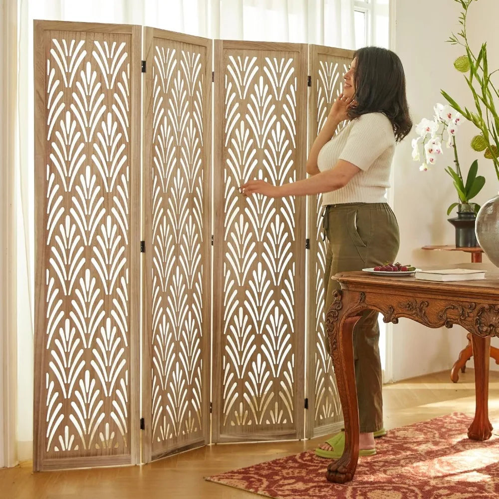 ZHUOTING Folding Wood Room Divider Screen for Home Office Garden