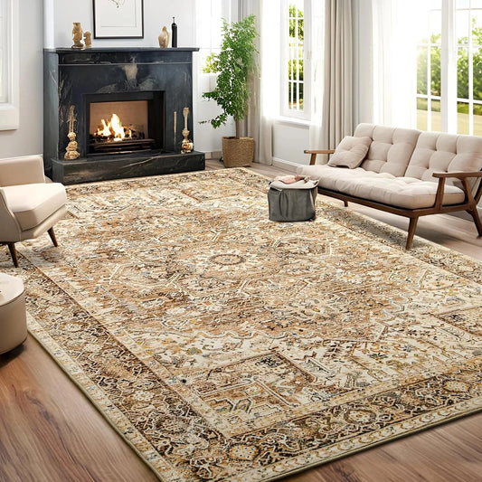 Noahas Faux Cashmere Vintage Printed Area Rug Low Pile