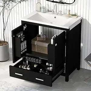 RBXC Modern Bathroom Vanity With Sink Wood Cabinet Doors