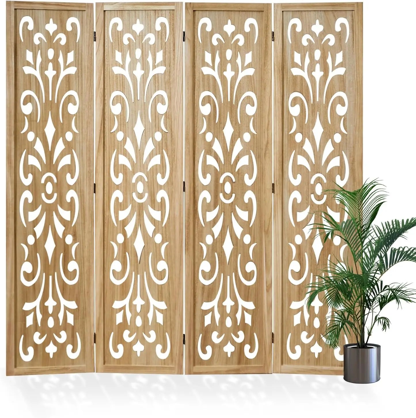 ZHUOTING Folding Wood Room Divider Screen for Home Office Garden