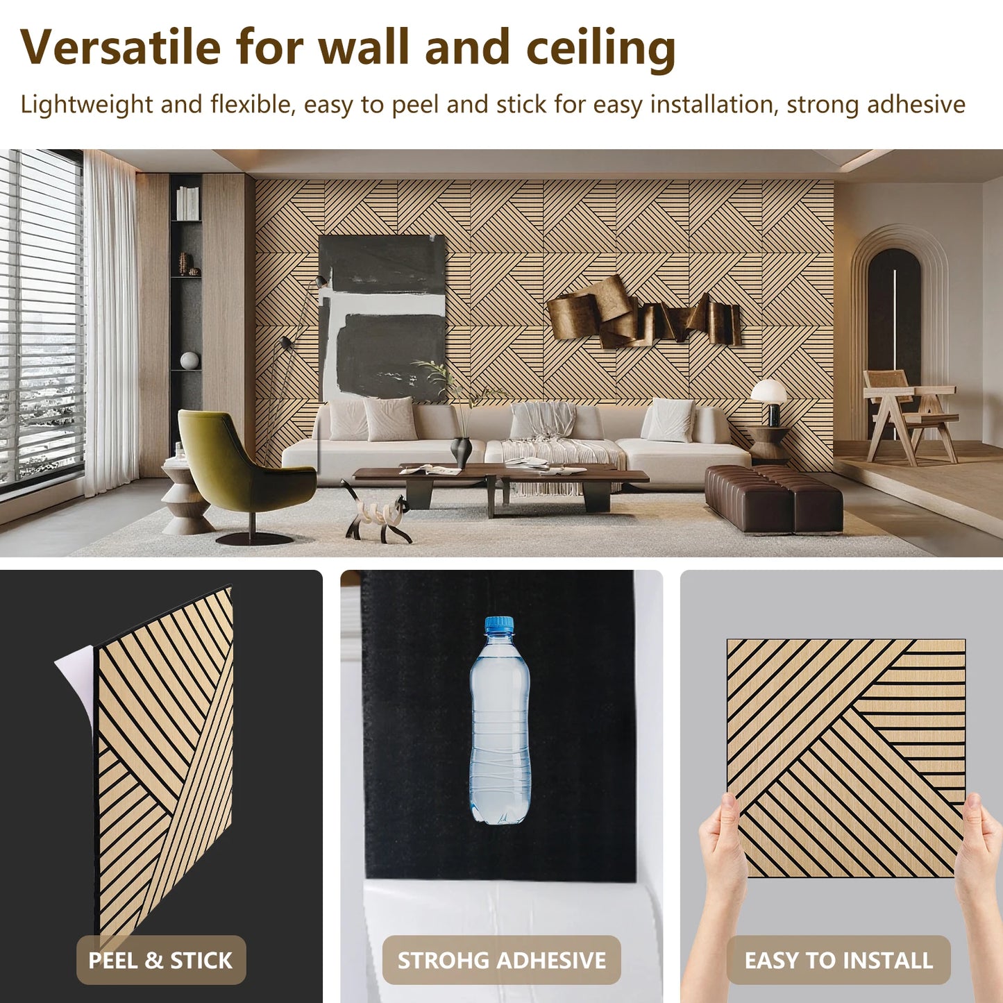 Hignconcerned Acoustic Wood Slat Wall Panels SelfAdhesive