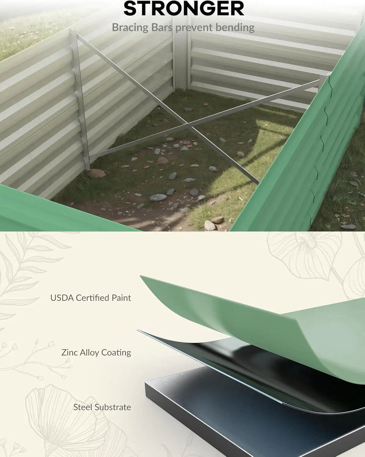 Twister.CK Galvanized Raised Garden Bed for Vegetables