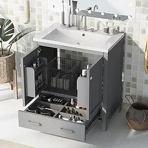 RBXC Modern Bathroom Vanity With Sink Wood Cabinet Doors