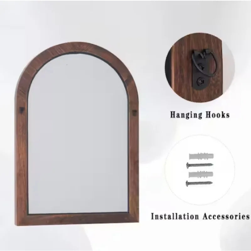 Hign-concerned Arched Mirror in Solid Acacia Wood Frame