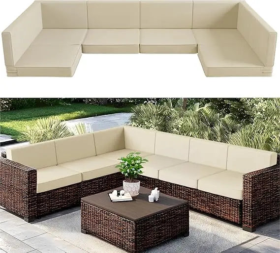 Outdoor Patio Cushion Set 6 Seat 14 Piece High Density Foam