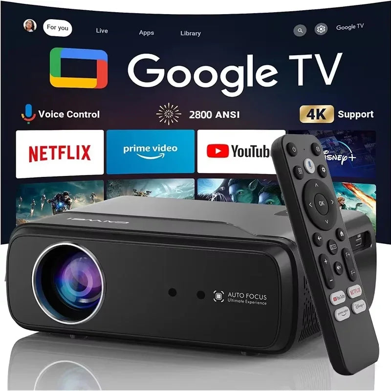ZCGIOBN Portable 4K UHD HDR10 Projector Google TV Netflix