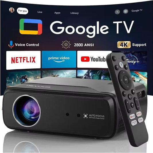 ZCGIOBN Portable 4K UHD HDR10 Projector Google TV Netflix