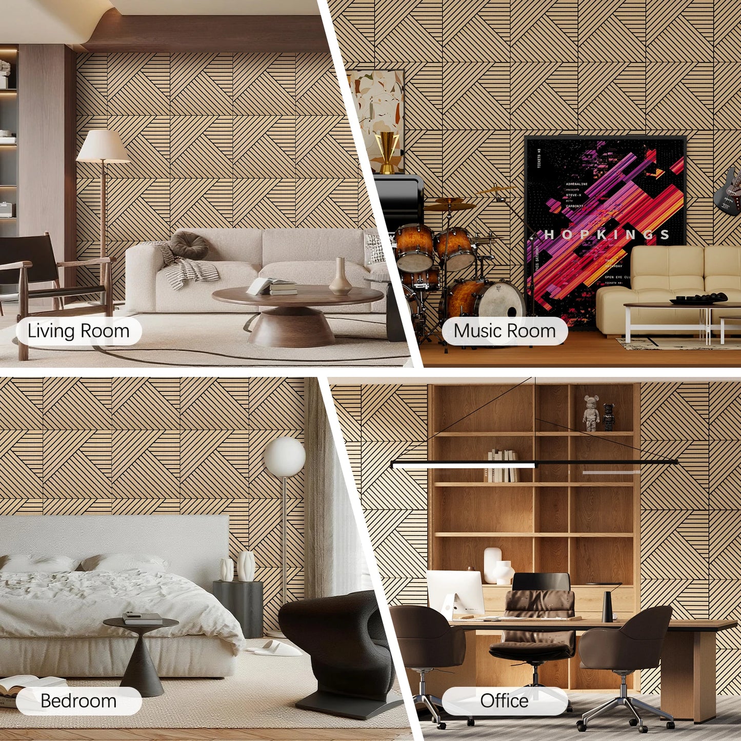 Hignconcerned Acoustic Wood Slat Wall Panels SelfAdhesive