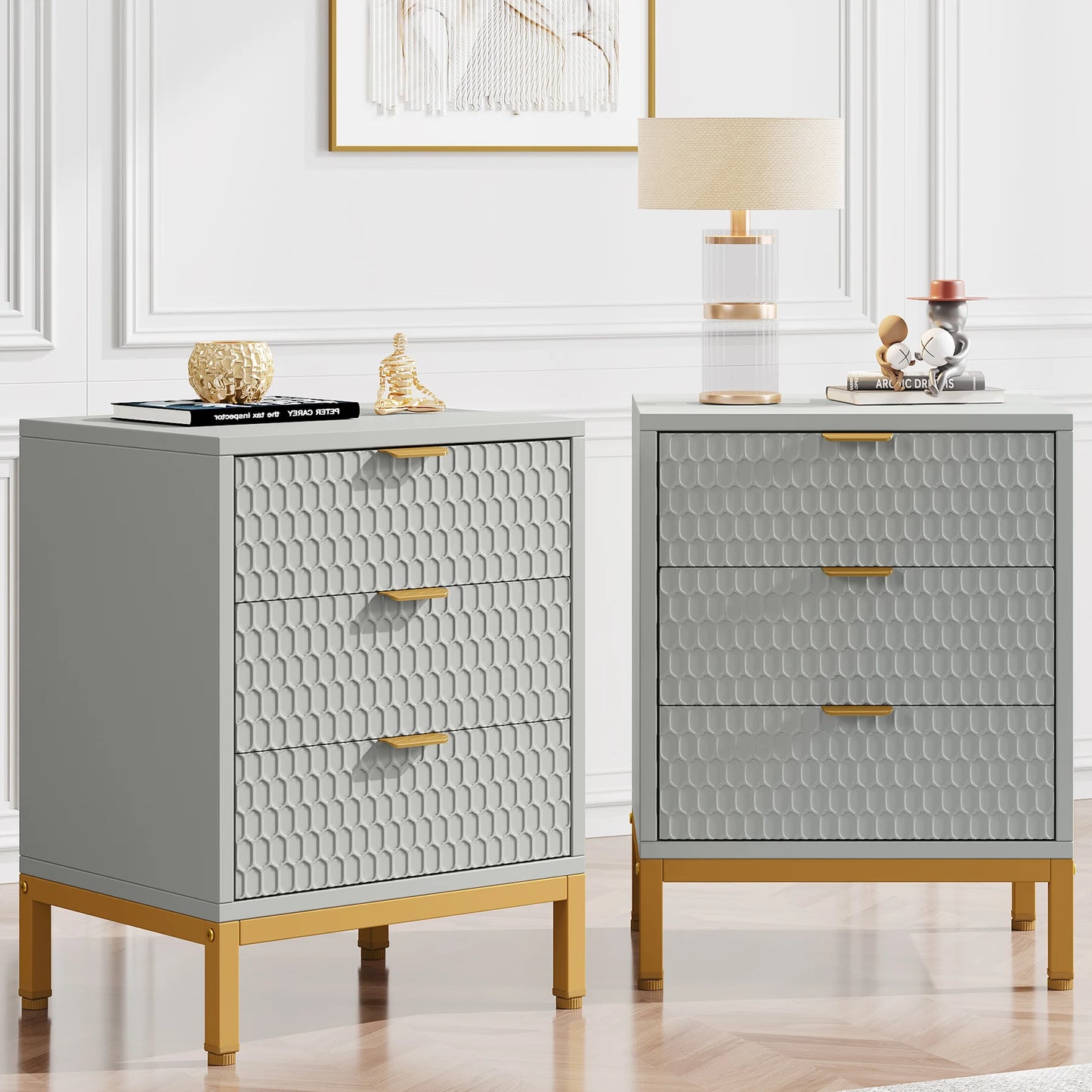 Tribesigns 2 Pack Modern Nightstands With 3 Drawers