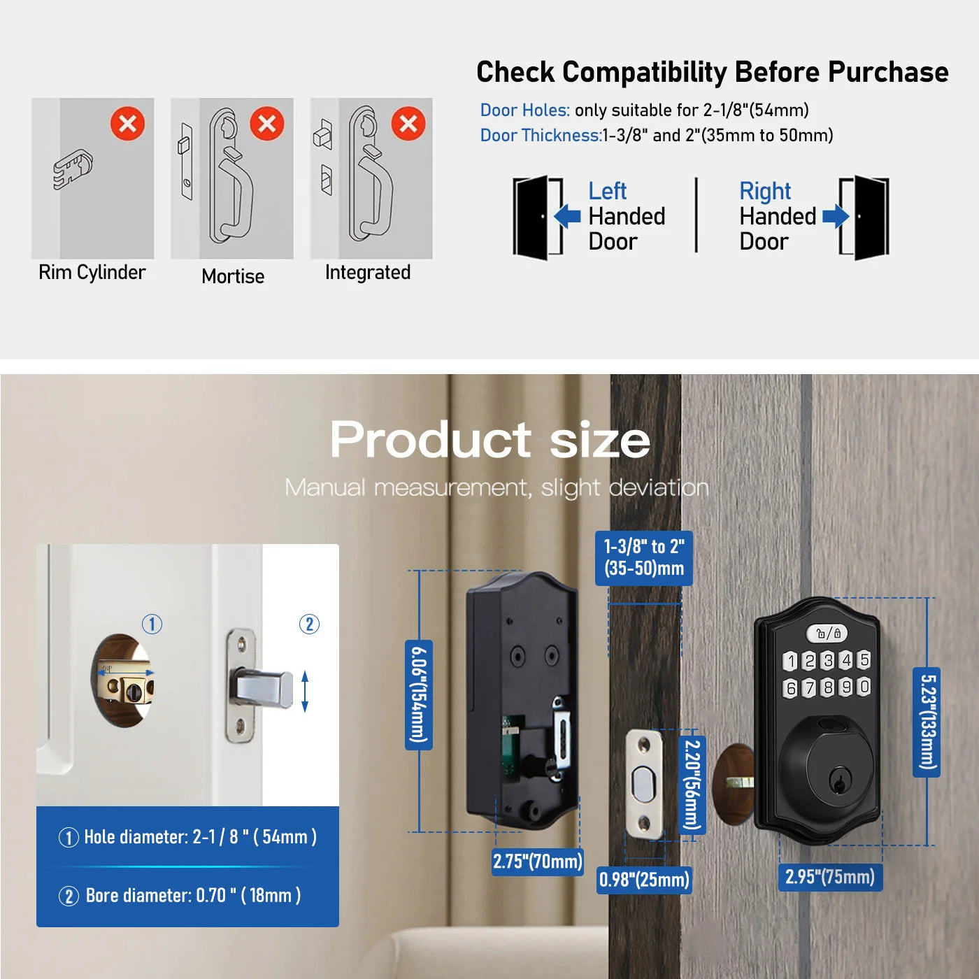 Doorknob Fingerprint Door Lock Deadbolt Keyless Entry