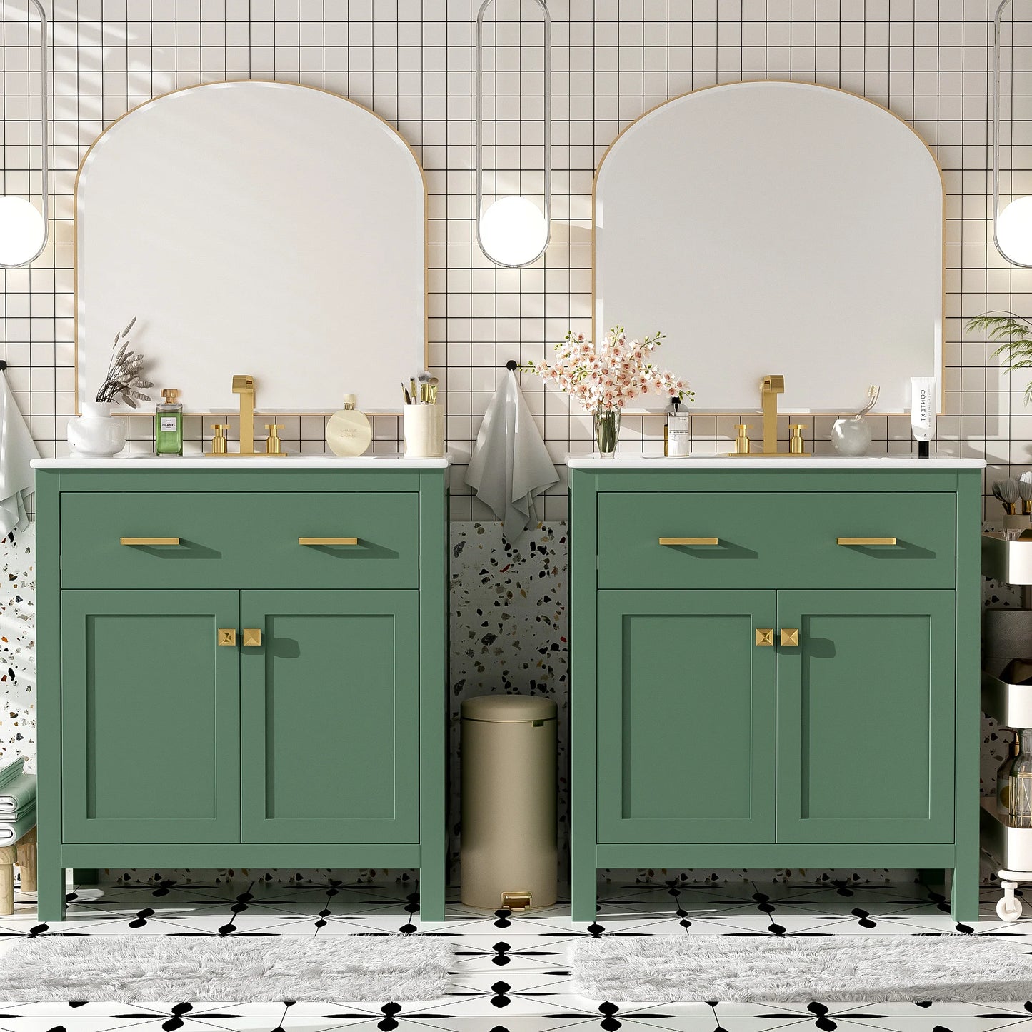 Wavesloop Modern Vanity Set With Dual Vanities And Sinks