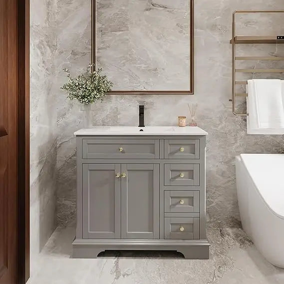 DAFIFY Bathroom Vanity With Sink Combo Two Doors Cabinet
