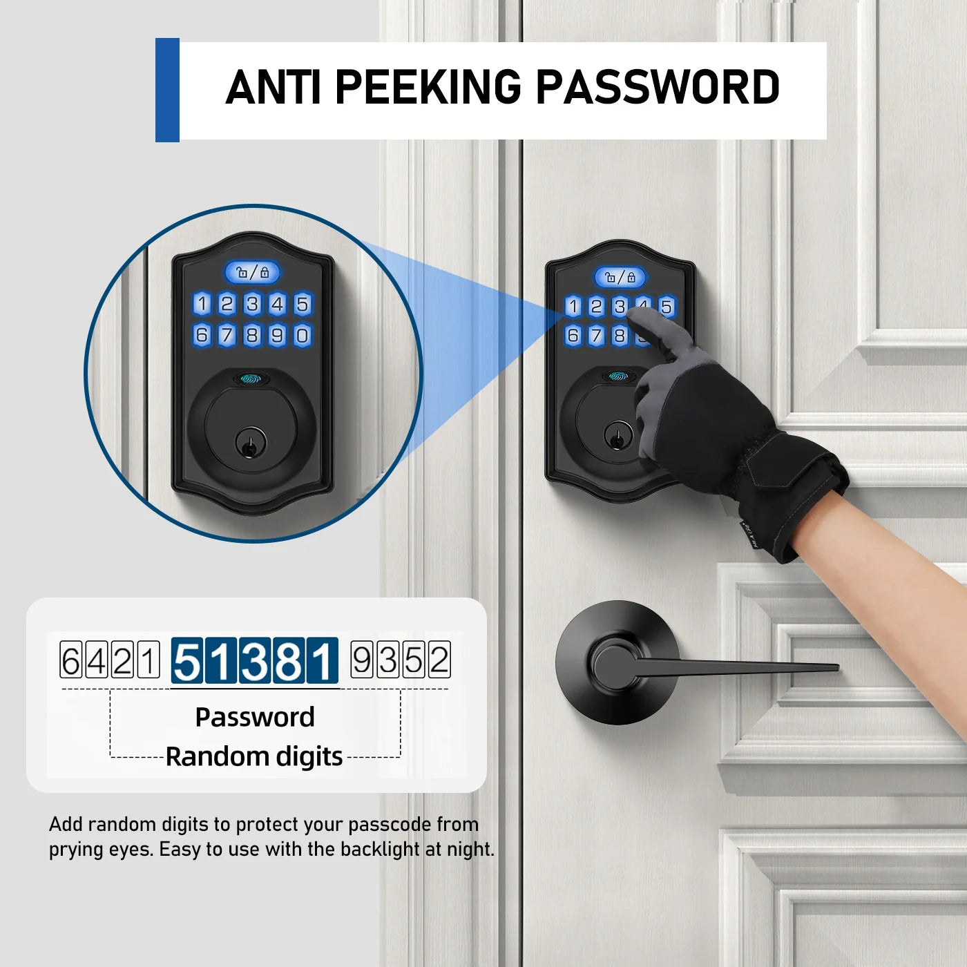 Doorknob Fingerprint Door Lock Deadbolt Keyless Entry