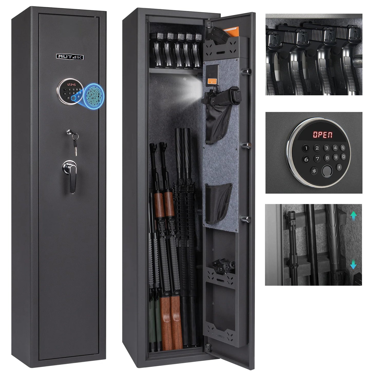 Mutak Biometric Gun Safe for Home Rifles and Pistols Locker