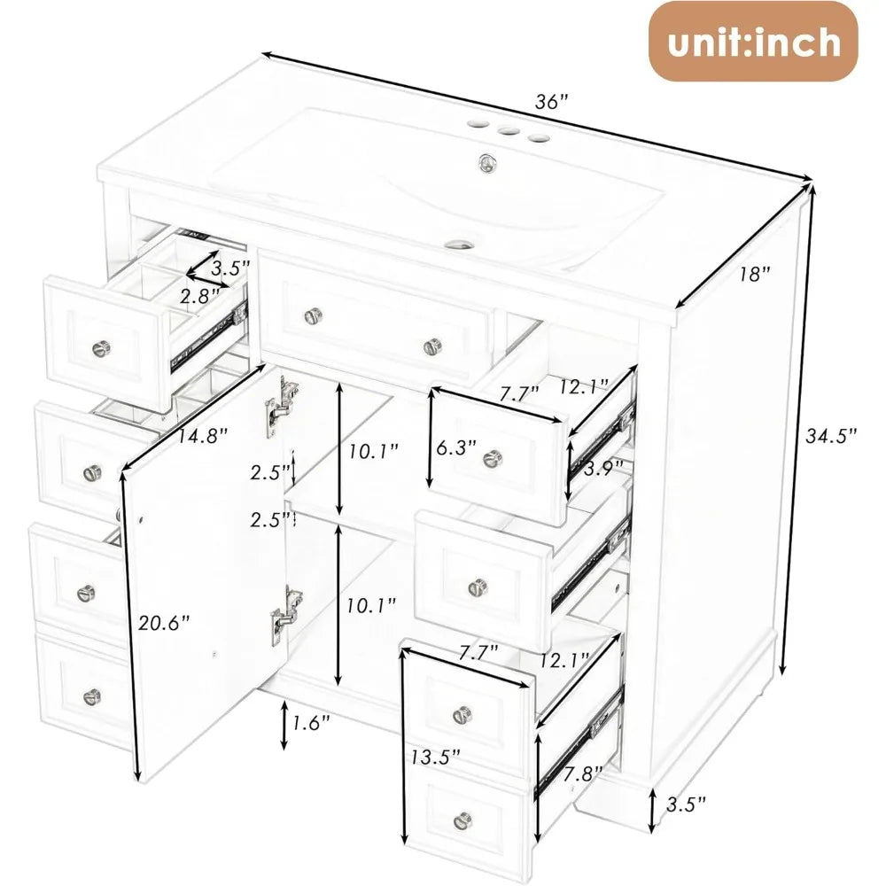 MKDK Bathroom Vanity Cabinet With Sink Top Combo Set