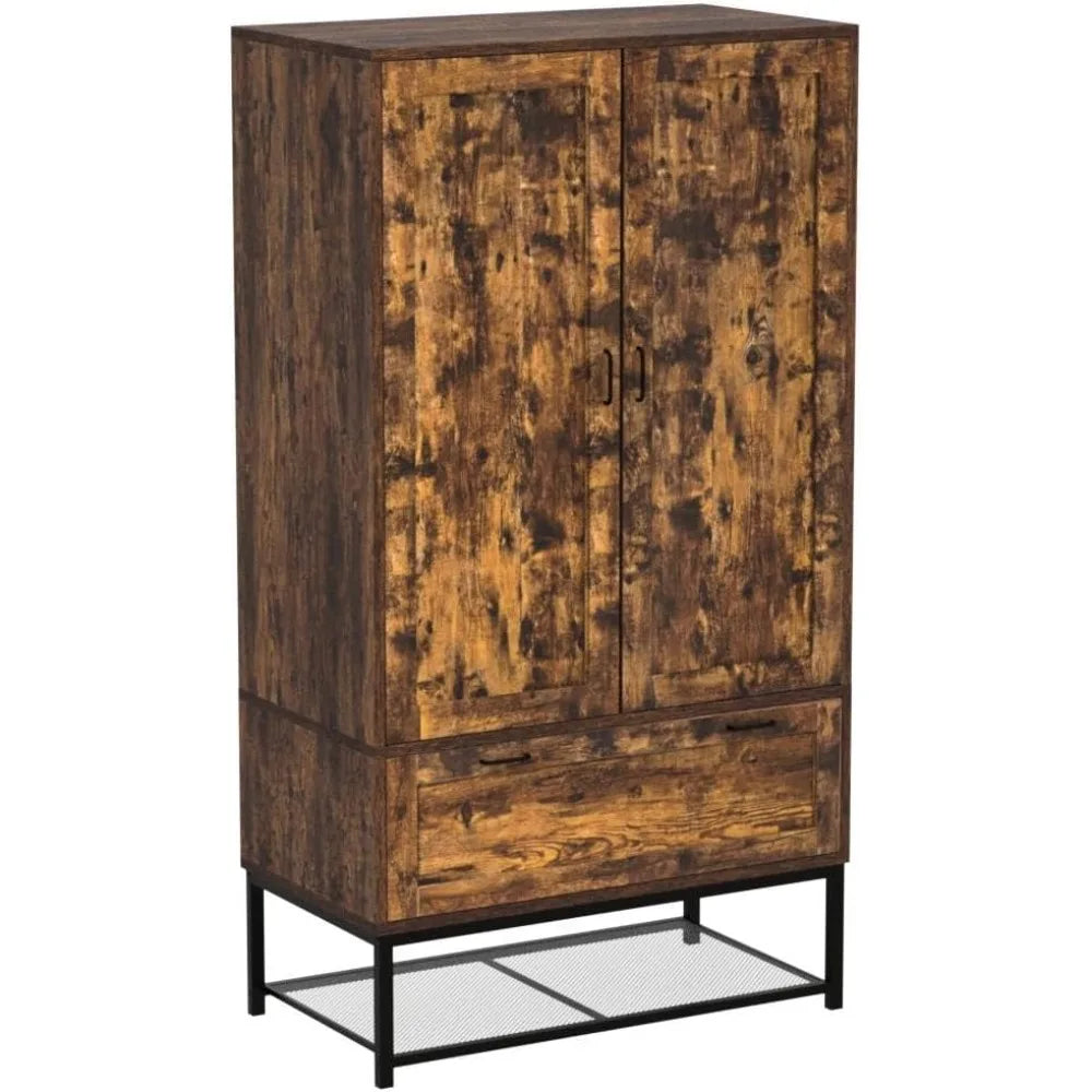 Ticify Freestanding Armoire Wardrobe Closet With Hanging Rod